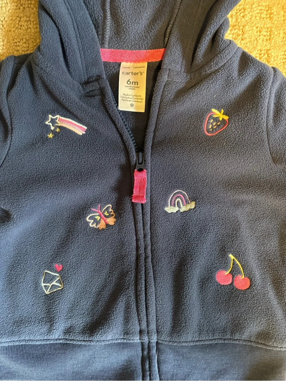 Carter's Navy Hoodie with Adorable Embroidery